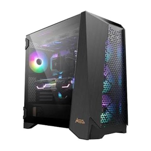 MSI gaming desktop with RGB tempered-glass case